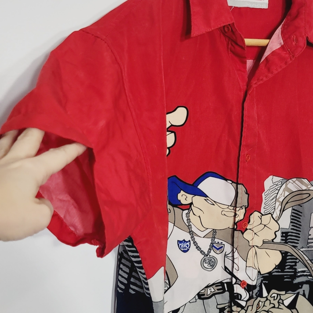 S.O.H.O. Jeans Vintage Rare 90s Graphic Button Down Collar Shirts - Picture 3 of 10
